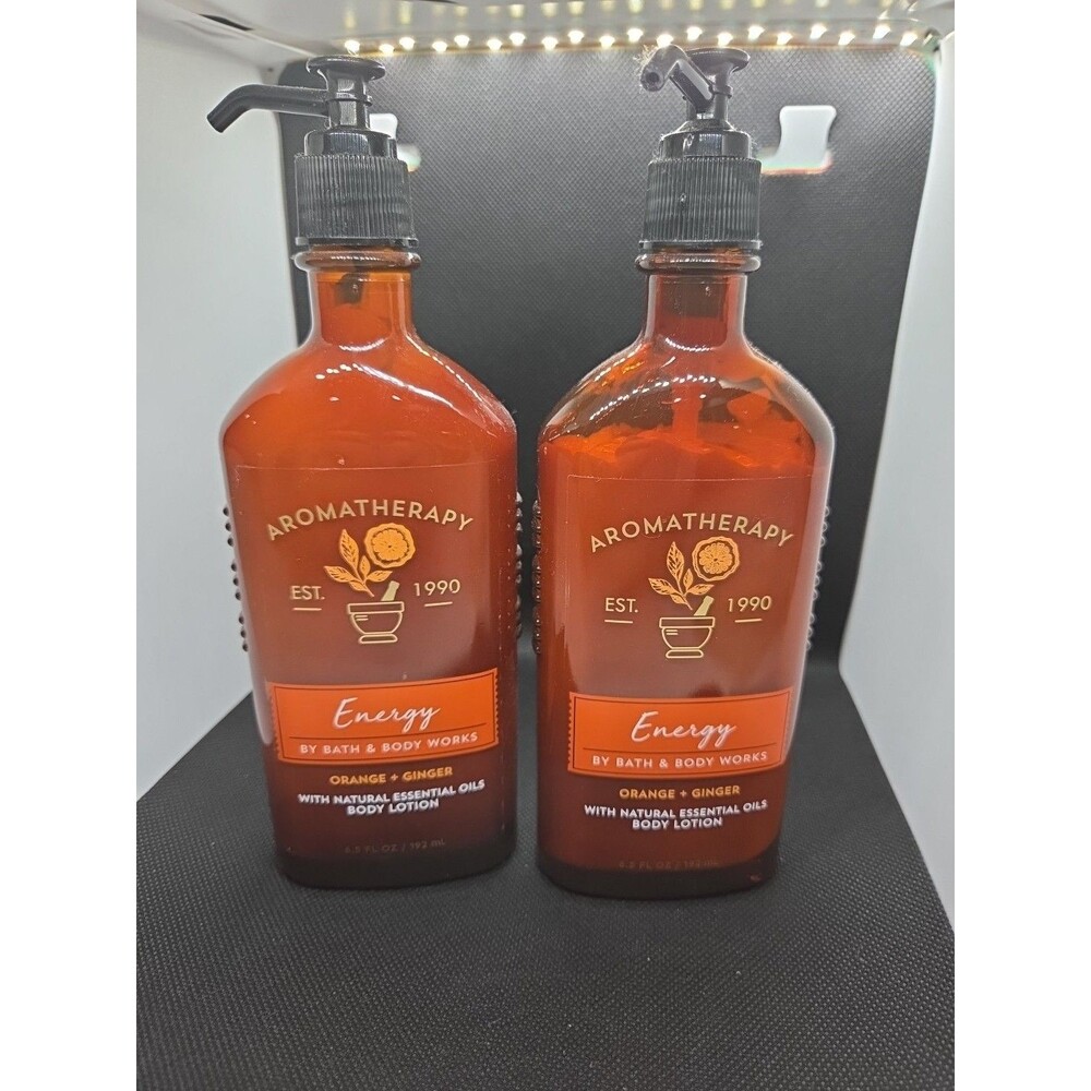 2 Bath & Body Works Aromatherapy ENERGY ORANGE GINGER Body Lotion  RETIRED HB 10